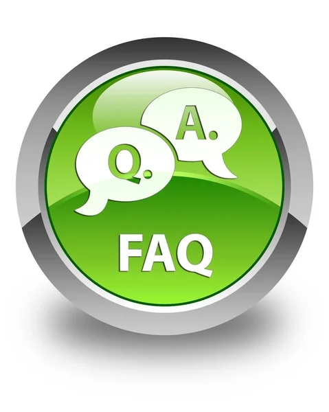 Faq (question answer bubble icon) glossy green round button — Stock Photo, Image