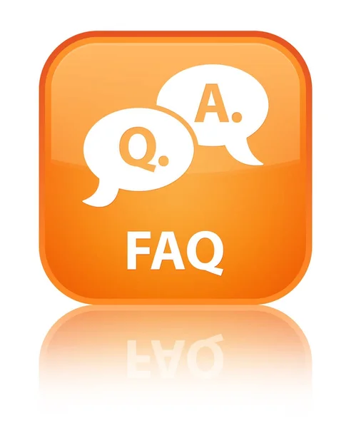 Faq (question answer bubble icon) special orange square button — Stock Photo, Image