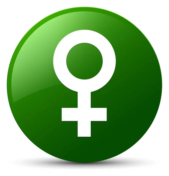 여성 기호 아이콘 녹색 라운드 버튼 — 스톡 사진