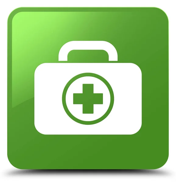 First aid kit icon soft green square button — Stock Photo, Image