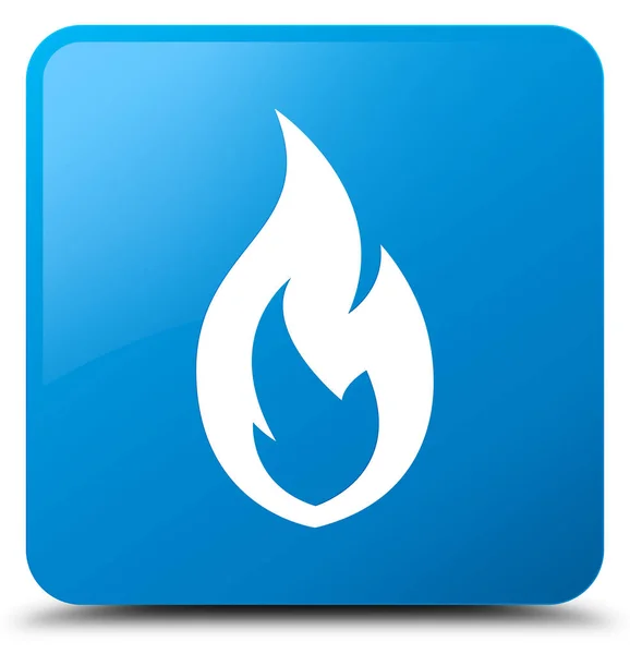Tűz láng ikon cián kék négyzet gomb — Stock Fotó