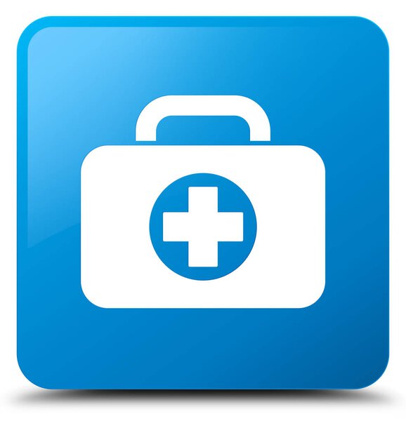 First aid kit bag icon cyan blue square button