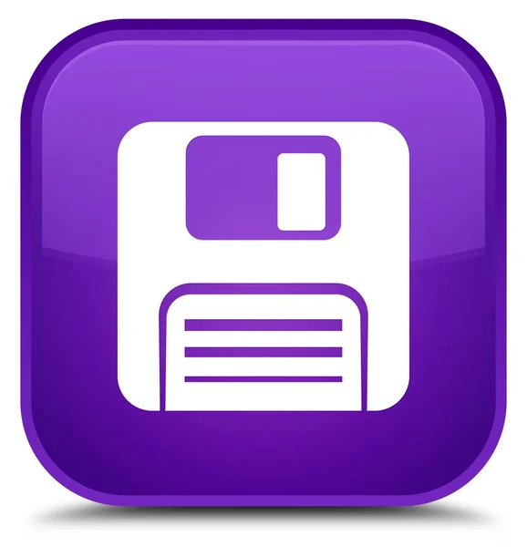 Піктограма дискети спеціальна фіолетова квадратна кнопка — стокове фото