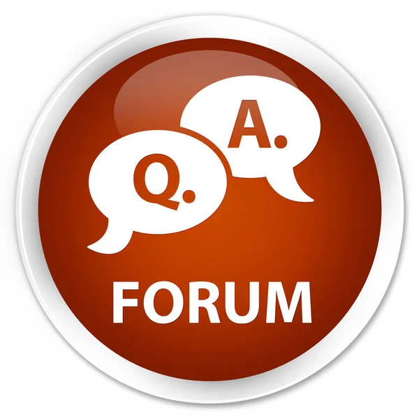 Foro (icono de burbuja de respuesta de pregunta) botón redondo marrón premium — Foto de Stock