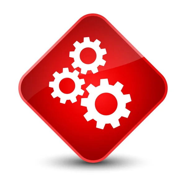 Gears icon elegant red diamond button — Stock Photo, Image