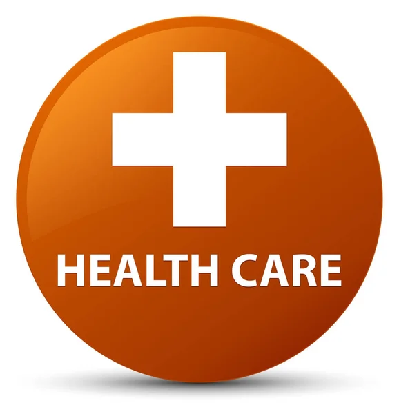 Cuidado de la salud (signo más) marrón botón redondo —  Fotos de Stock