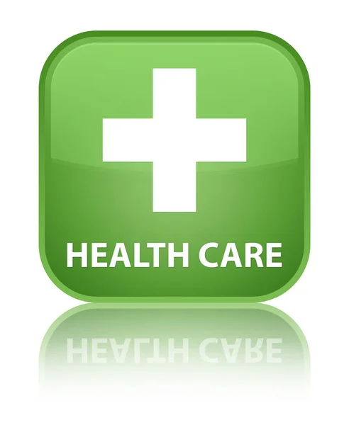 Health care (plus sign) special soft green square button — Stock Photo, Image