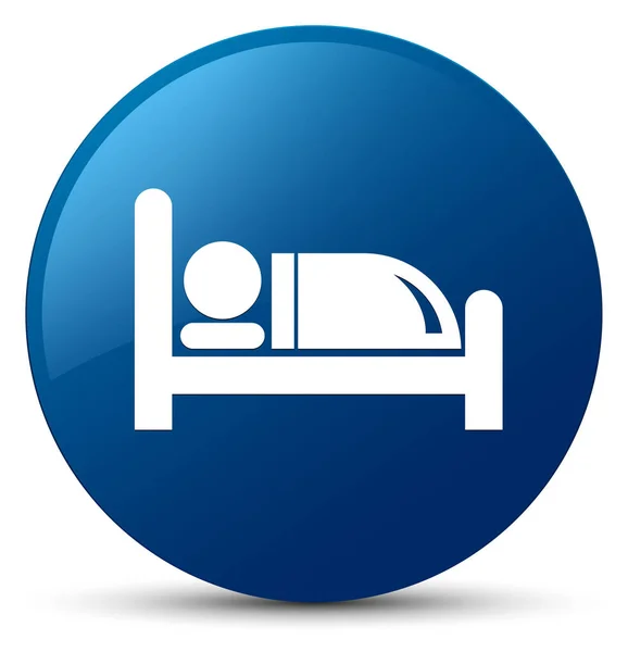 Hotelbett Symbol blauer runder Knopf — Stockfoto