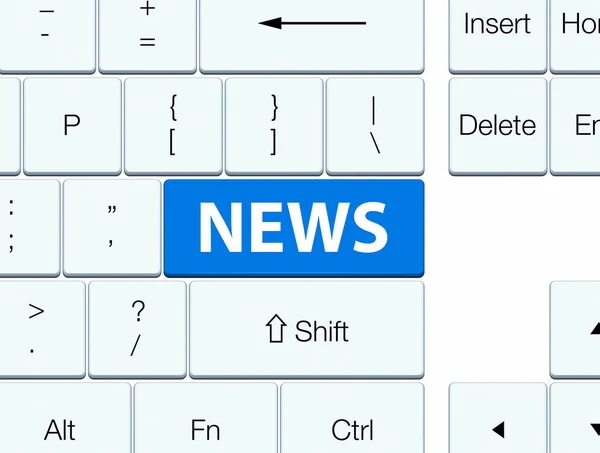 Botón azul teclado Noticias —  Fotos de Stock