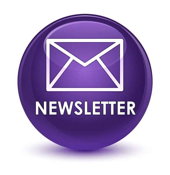 Newsletter botón redondo púrpura vidrioso — Foto de Stock