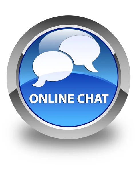 Chat en línea brillante botón redondo azul — Foto de Stock