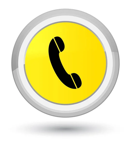 Phone icon prime yellow round button — Stock Photo, Image