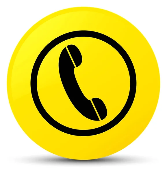 Telefon simgesi sarı yuvarlak düğmesi — Stok fotoğraf