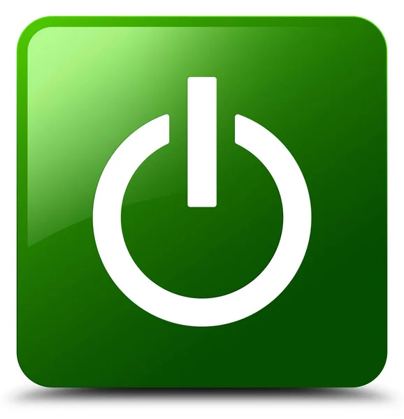 Power-Symbol grüne quadratische Taste — Stockfoto
