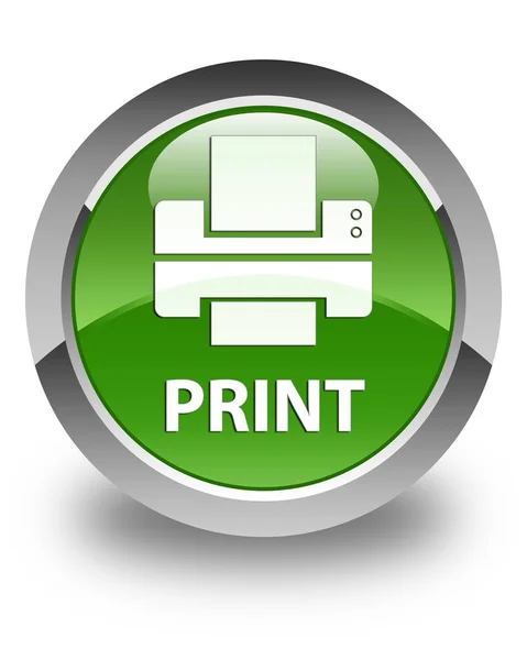 Imprimir (ícone da impressora) botão redondo verde macio brilhante — Fotografia de Stock