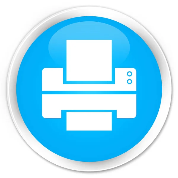 Ícone da impressora botão redondo azul ciano premium — Fotografia de Stock