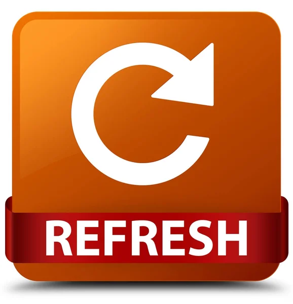 Refresh (Pfeil-Symbol drehen) braune quadratische Taste rotes Band in mi — Stockfoto