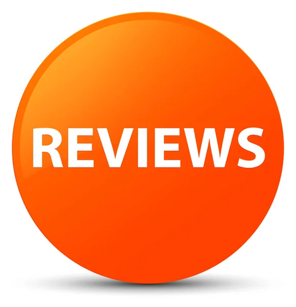 Reviews orange round button — Stock Photo, Image