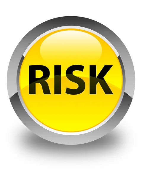 Kockázat fényes sárga kerek gomb — Stock Fotó