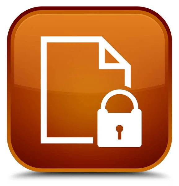 Secure document icon special brown square button — Stock Photo, Image