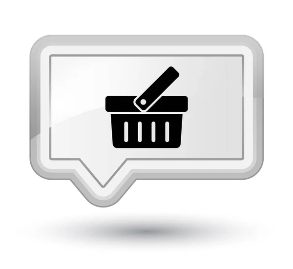 Shopping cart icon prime white banner button — Stock Photo, Image