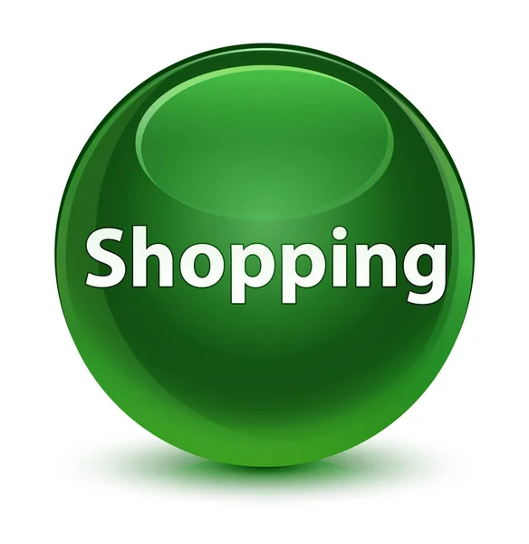 Shopping glassy soft green round button — Stock Photo, Image
