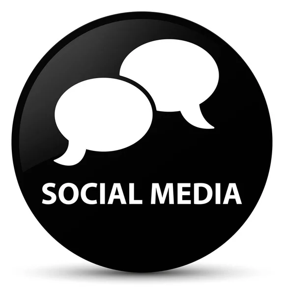 Mídia social (ícone de bolha de chat) botão redondo preto — Fotografia de Stock