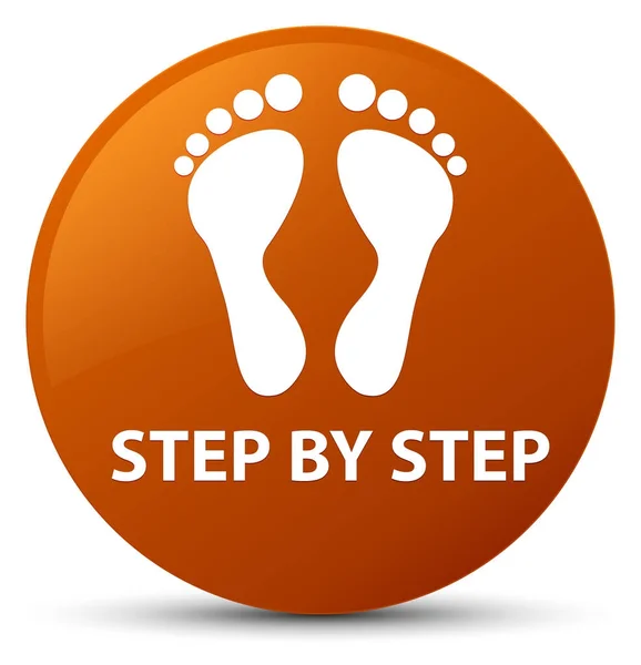 Schritt für Schritt (Fußabdruck-Symbol) brauner runder Knopf — Stockfoto