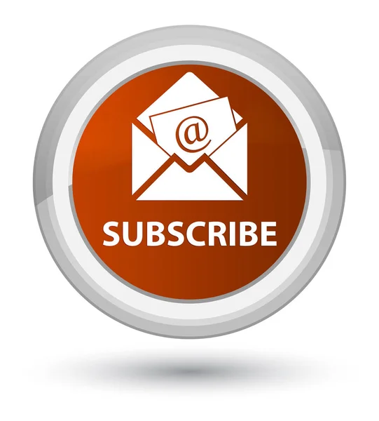 Subscribe (newsletter email icon) prime brown round button — Stock Photo, Image