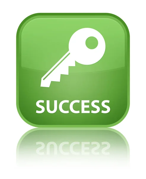 Erfolg (Schlüsselsymbol) spezielle weiche grüne quadratische Taste — Stockfoto