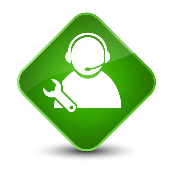 Tech support icon elegant green diamond button — Stock Photo, Image