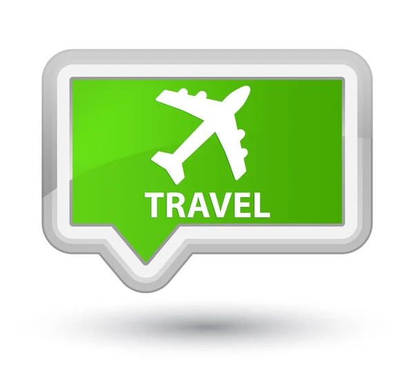 Подорожі (піктограма літака) кнопка правого м'якого зеленого банера — стокове фото
