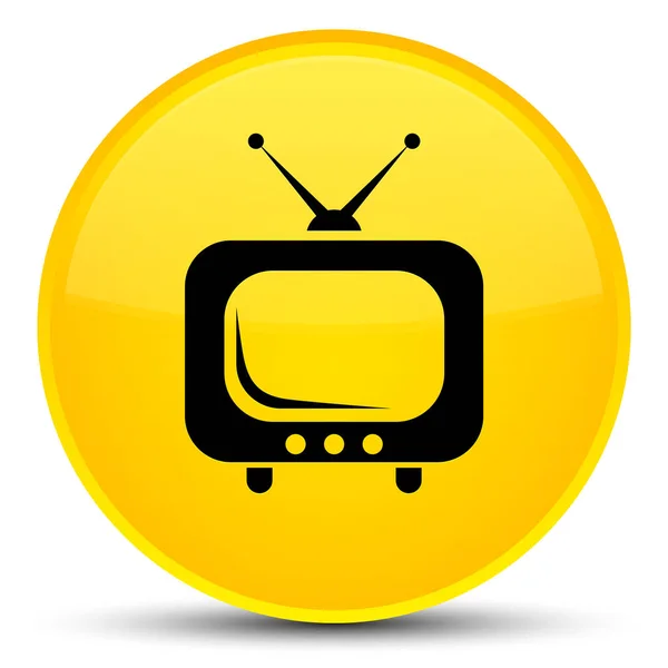 Tv 아이콘 특별 한 노란색 라운드 버튼 — 스톡 사진