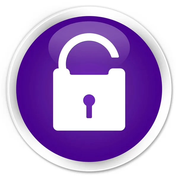 Odblokować ikony premium fioletowy okrągły przycisk — Zdjęcie stockowe