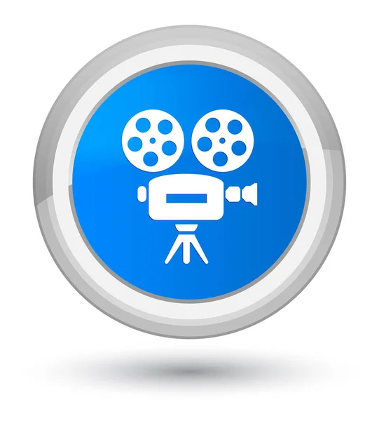 비디오 카메라 아이콘 주요 시안색 블루 라운드 버튼 — 스톡 사진