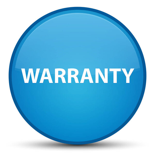 Warranty special cyan blue round button