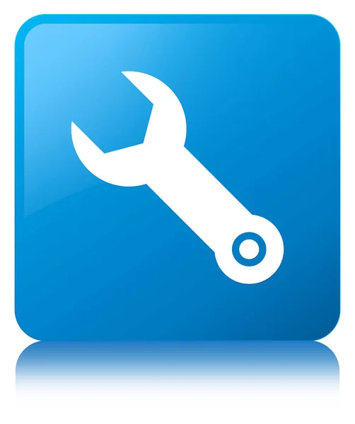 Wrench icon cyan blue square button — Stock Photo, Image