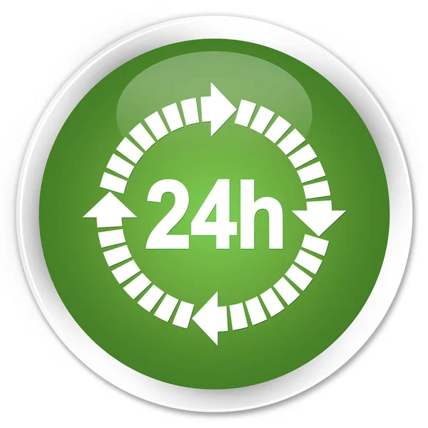 24 hours delivery icon premium soft green round button — Stock Photo, Image