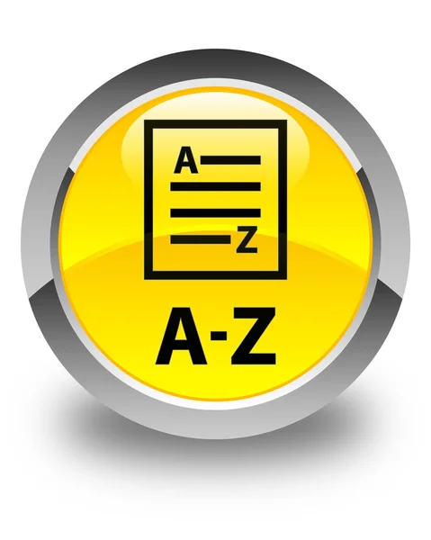 A-Z (icono de la página de lista) botón redondo amarillo brillante — Foto de Stock