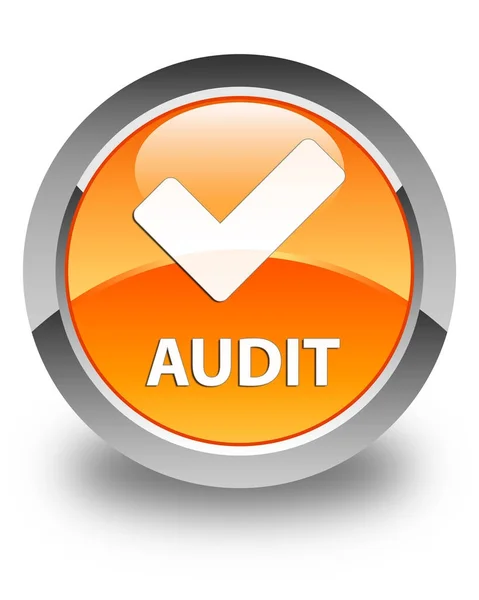 Auditoria (validar ícone) botão redondo laranja brilhante — Fotografia de Stock