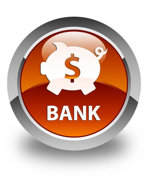 Banco (caja de cerdo signo de dólar) botón redondo marrón brillante — Foto de Stock