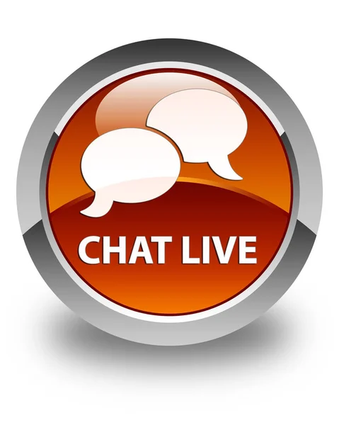 Chat live glanzend bruin ronde knop — Stockfoto