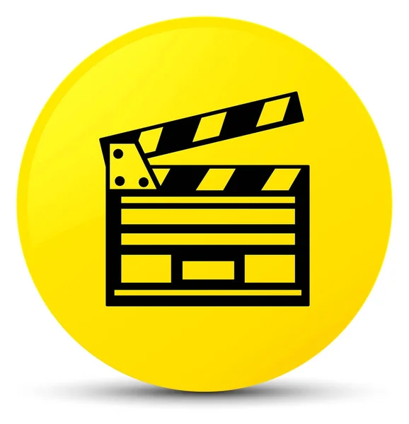 Ícone clipe de cinema botão redondo amarelo — Fotografia de Stock