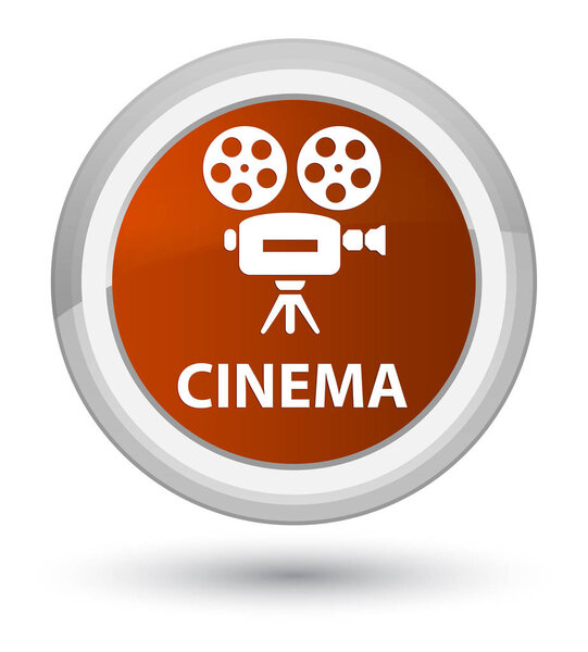 Cinema (video camera icon) isolated on prime brown round button abstract illustration