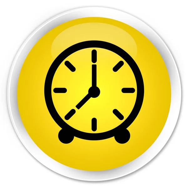 시계 아이콘 프리미엄 노란색 라운드 버튼 — 스톡 사진