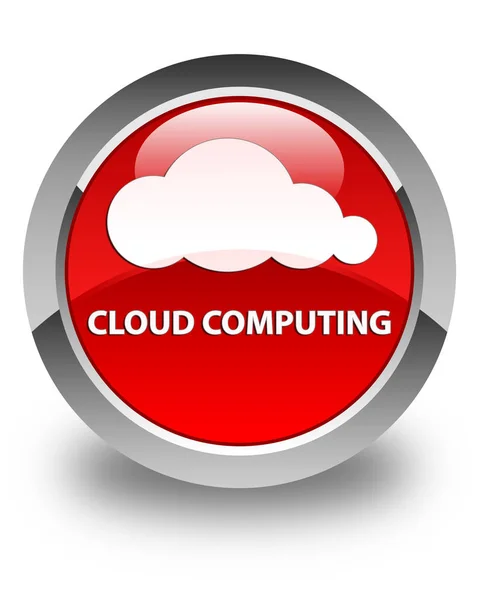 Cloud computing lesklé červené kulaté tlačítko — Stock fotografie