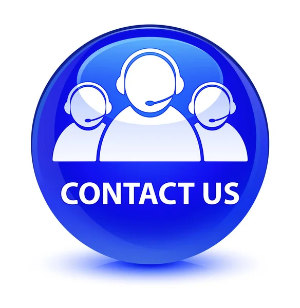 Kontaktieren Sie uns (Symbol des Kundenbetreuungsteams) glasiger blauer runder Knopf — Stockfoto