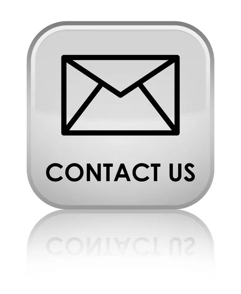 Contacte-nos (ícone de e-mail) botão quadrado branco especial — Fotografia de Stock