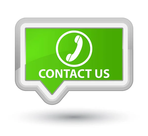 Contactez-nous (icône de téléphone) premier bouton de bannière vert doux — Photo