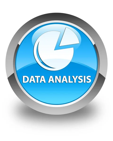 Analisis data (ikon grafik) mengkilap tombol bundar biru cyan — Stok Foto